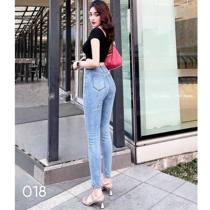 Quần jean nữ lưng cao ôm co giãn, quần bò nữ lai cuốn vải siêu đẹp