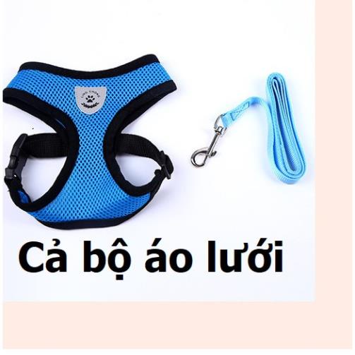 Dây dắt chó mèo dạng đai áo Lưới thời trang dây dắt kèm áo vest