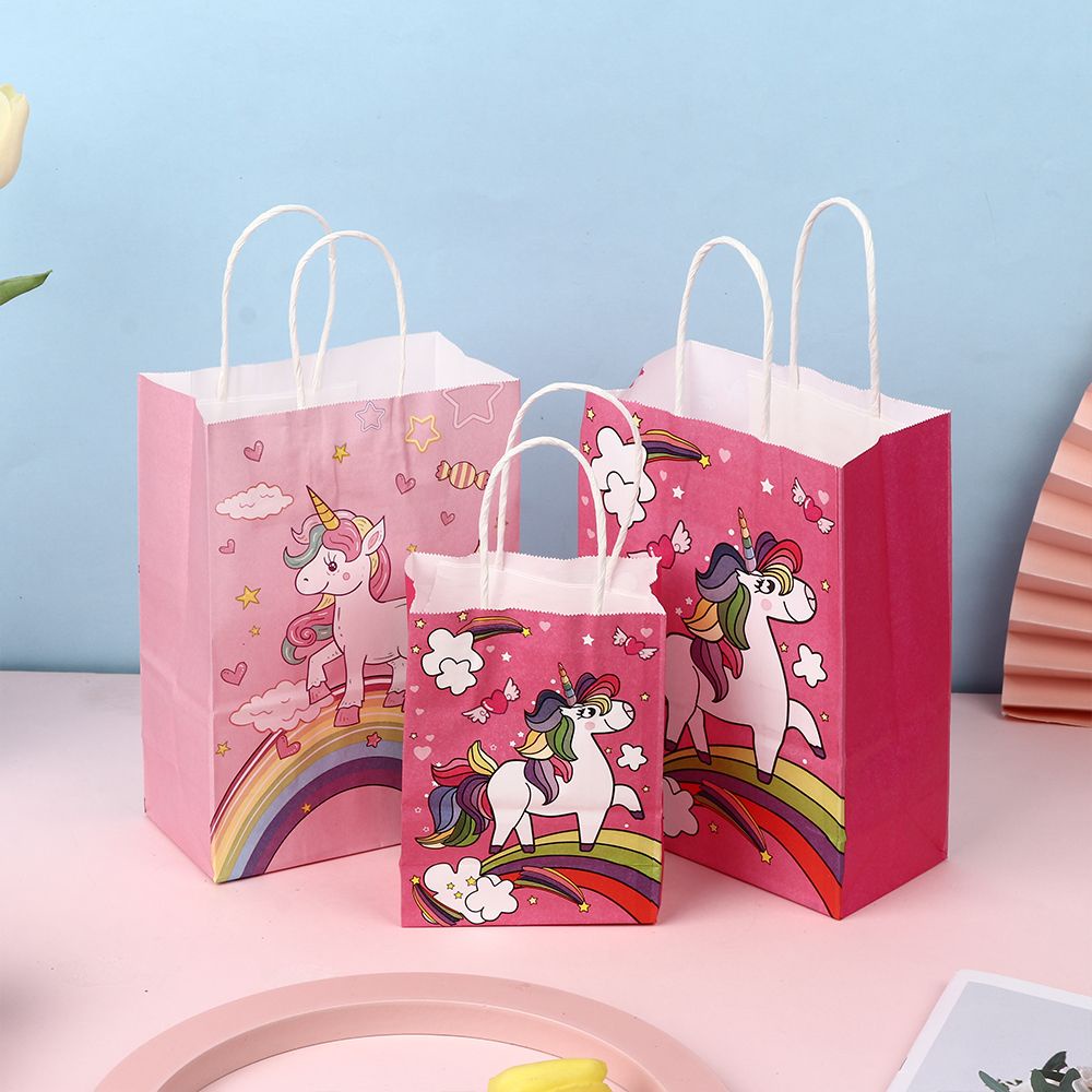 Set 6 Túi Giấy Đựng Bánh Kẹo Hình Kỳ Lân Dễ Thương Đa Năng