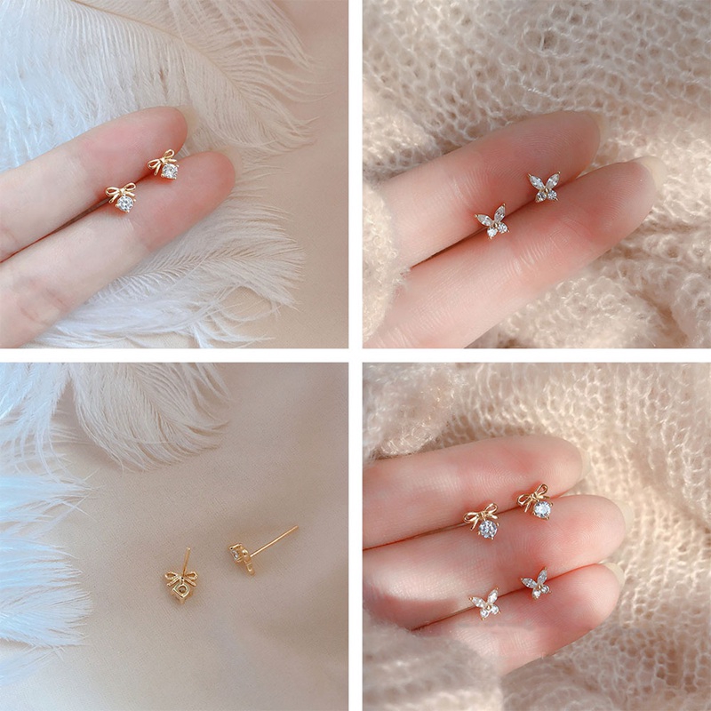 Khuyên Tai Đính Đá Zircon Đơn Giản Thời Trang Mới Cho Nữ