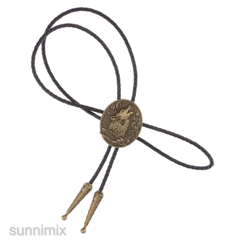 [Sunnimix] Vòng cổ Cao Bồi Bolas Rodeo Bootlace Hình Đầu Sói Sáng Tạo Kiểu Mỹ
