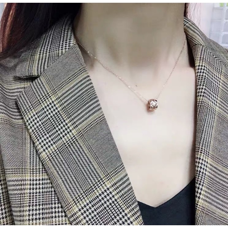 Dây Chuyền Thép Titan Mạ Vàng Hồng 18K Cao Cấp Phong Cách Retro Âu Mỹ