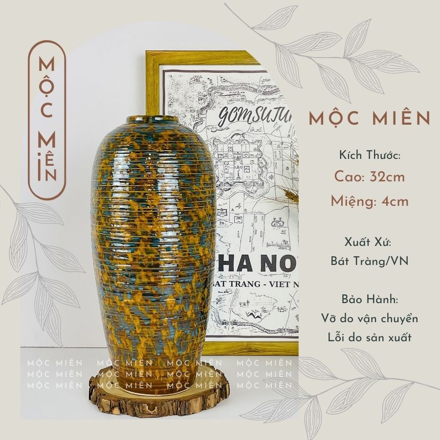 Bình hoa gốm lọ hoa men hoả biến Sắc Hoa decor trang trí phòng khách, Mộc Miên gommocmien, gốm sứ bát tràng