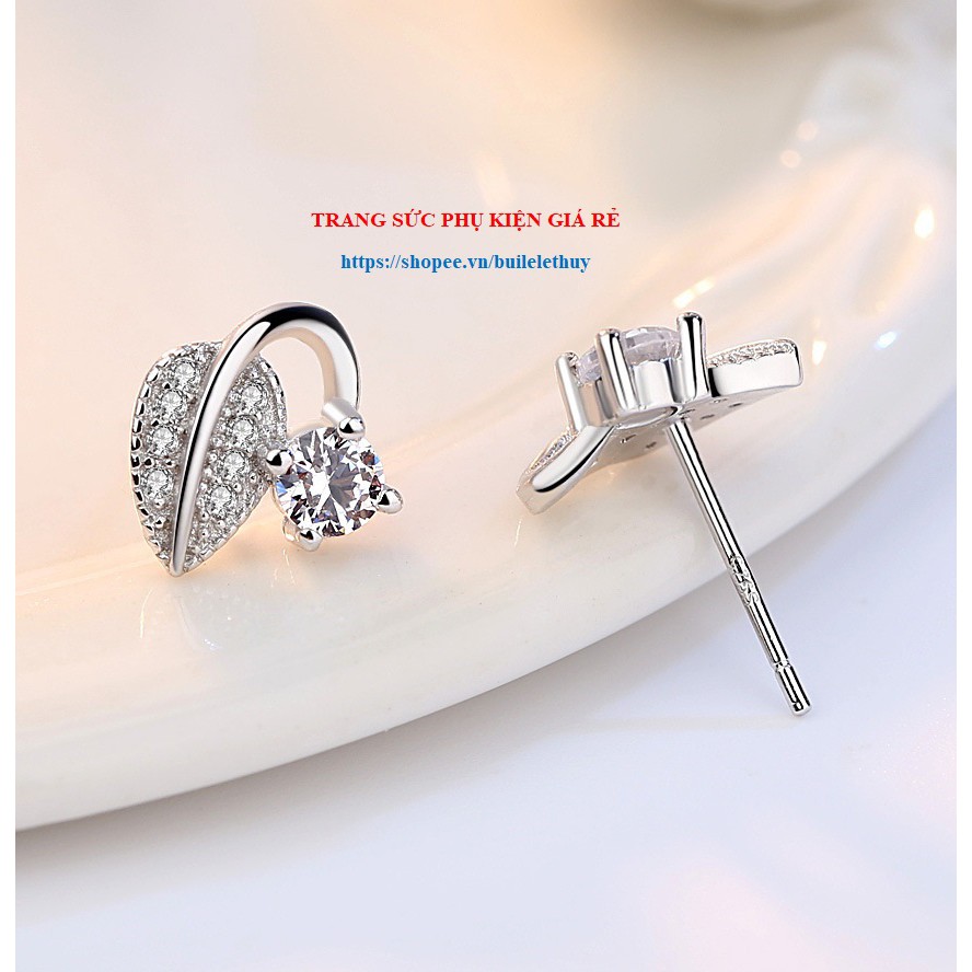 Bông tai chiếc lá bạc ý 925 HT112