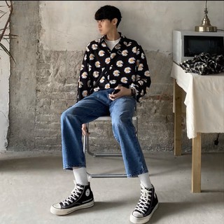 Áo Sợ Mi Lụa Tay Ngắn Nam Nữ Hoa Cúc Unisex