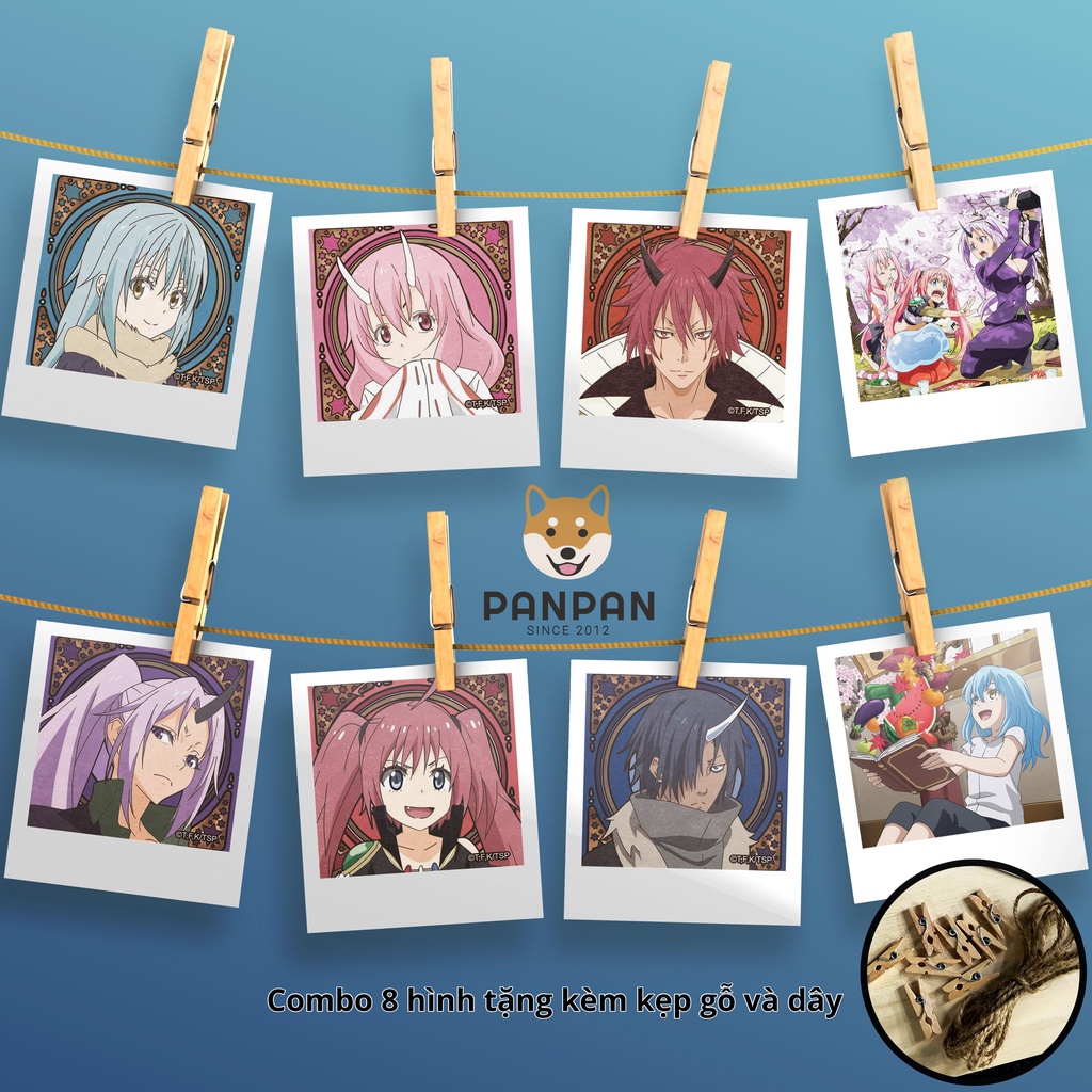 Combo 8 ảnh card lomo polaroid trang trí Anime Tensura - Tensei Shitara Slime datta ken (tặng kèm dây và kẹp)