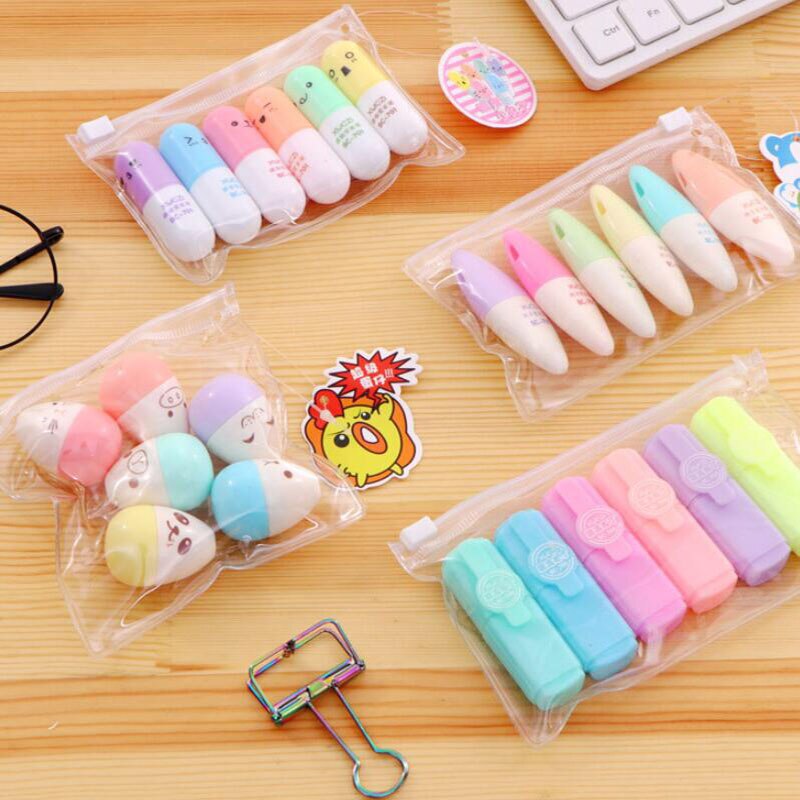 Set 6 bút dạ nhiều kiểu tuỳ chọn dễ thương