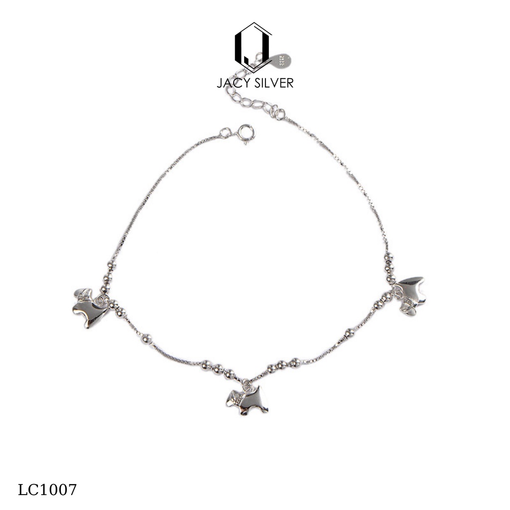 Lắc Chân Bạc 925 Lucky Dog, Vòng Chân Bạc Ý Cho Nữ Jacy Silver LC1007