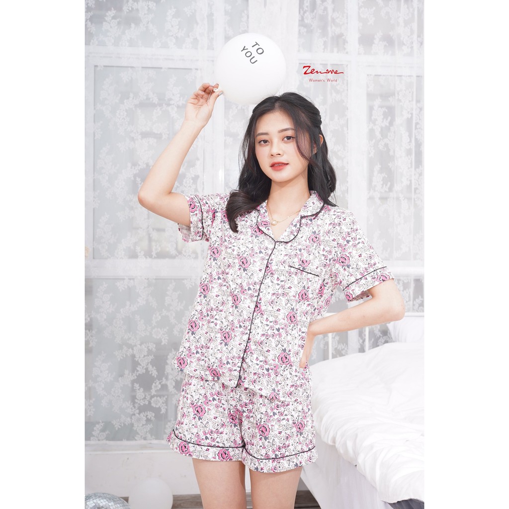 [Mã LT50 giảm 50K đơn 150K] Đồ bộ mặc nhà Zen Me pijama nữ cộc tay quần đùi chất liệu chuẩn cotton mùa hè