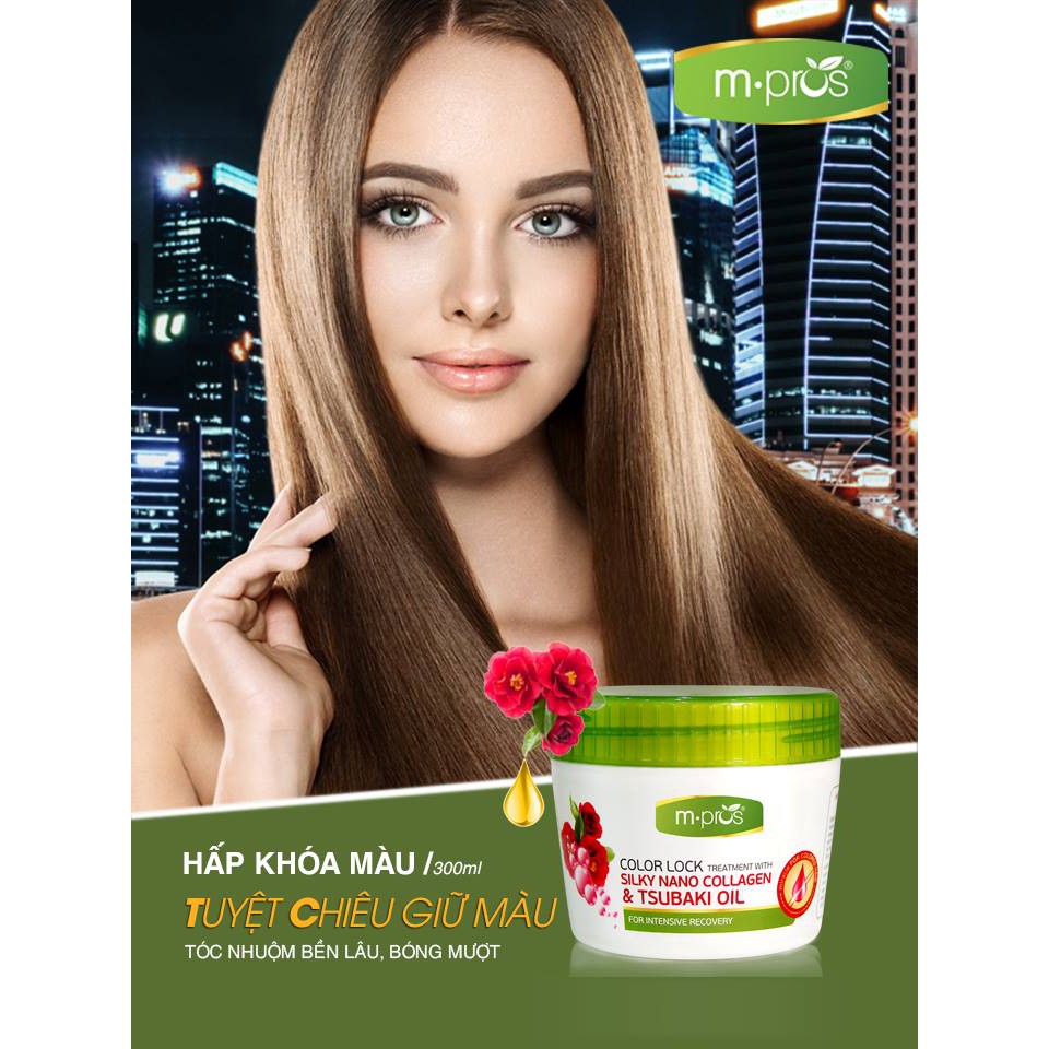 Dầu Hấp Phục Hồi Chuyên Sâu Nano Collagen &amp; Tsubaki Oil M.Pros 300ml - Dành cho tóc nhuộm.