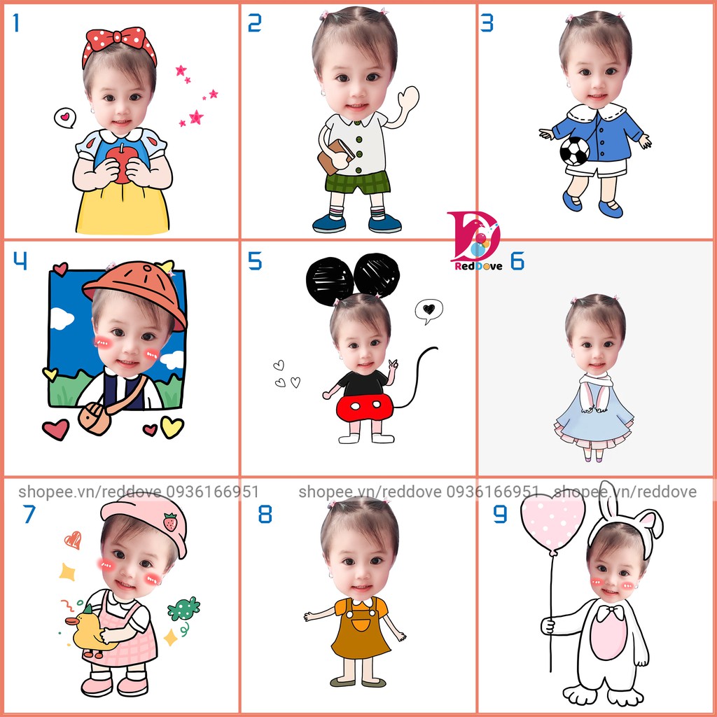 Chibi cỡ to 80cm - 90cm, thiết kế chibi  theo yêu cầu dùng trong trang trí tiệc sinh nhật, tiệc thôi nôi RTK008