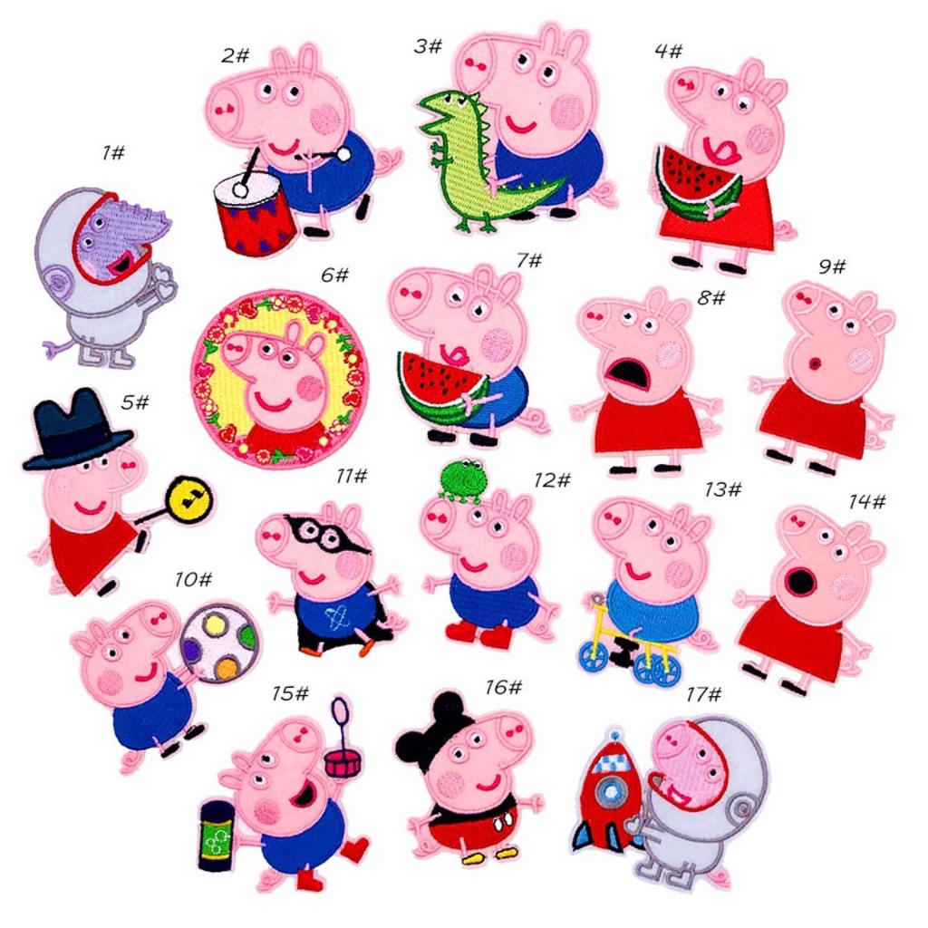 50 MẪU miếng DÁN ỦI quần áo bé GÁI mẫu giáo STICKER THÊU CAO CẤP CÓ SẴN KEO ỦI hình NGỰA PONY HEO PEPPA UNICORN