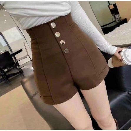 Quần Short Nữ Lưng Cao, Cạp Cao 4 Khuy Thẳng, Quần Sooc Phong Cách Hàn Quốc 46