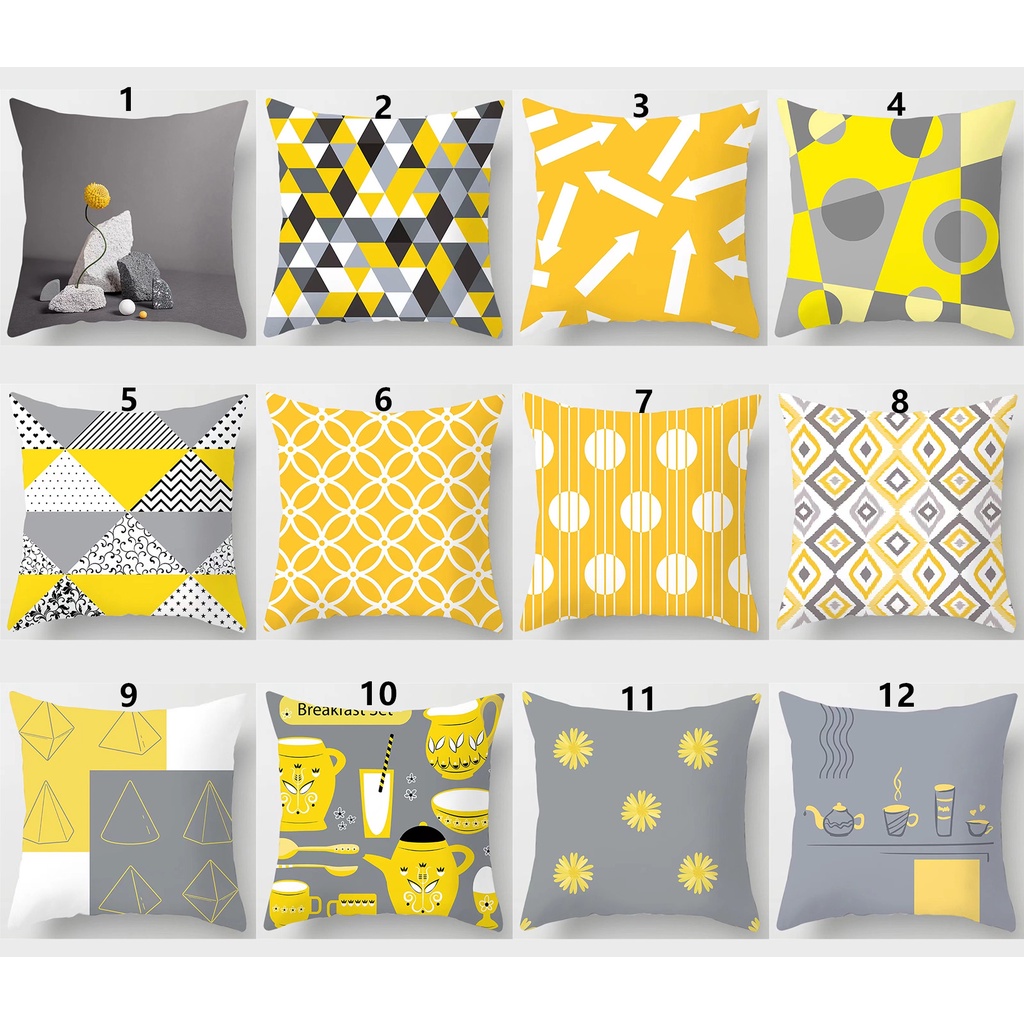 Vỏ BọC Nệm MàU XáM VàNg 60x60.50x50.45x45.40x40.Vỏ Gối Dày Trang Trí Nhà Ở / Ghế Sofa / Xe Hơi