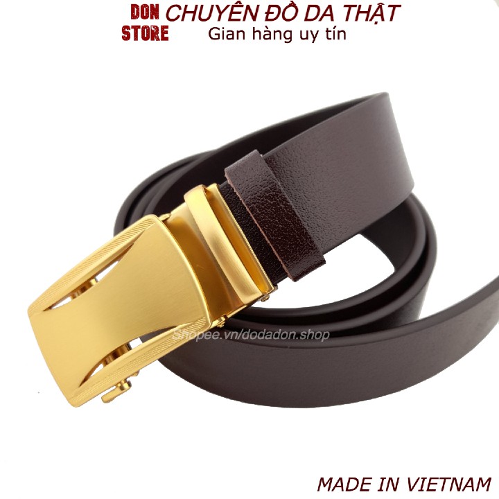 [HOT] Thắt Lưng Nam Leather325 Vàng Sang Trọng 100% Da Bò Thật Nguyên Miếng - Khóa Kẹp Rút Chống Trượt Cao Cấp