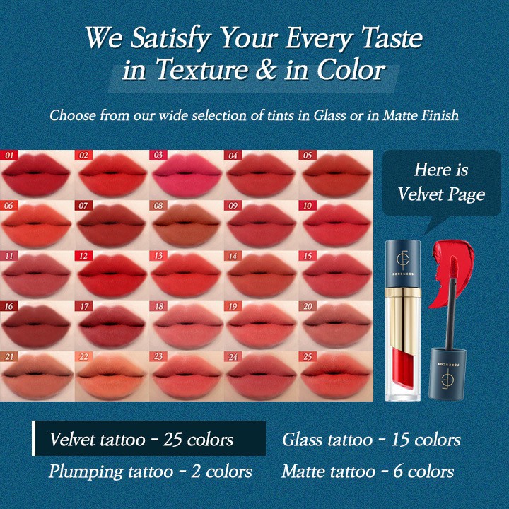 FORENCOS Lip Tattoo Clair Velvet Matte Tint 4g | BigBuy360 - bigbuy360.vn