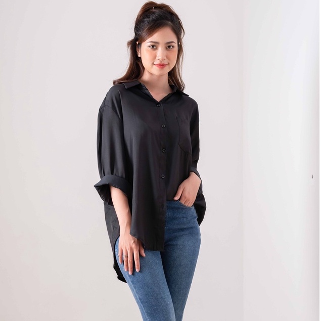 Áo Sơ Mi Nữ form rộng Polo Kiểu Màu Trắng đen hồng xanh đẹp dài tay ulzzang vintage hàn quốc cao cấp trơn Sota Shop