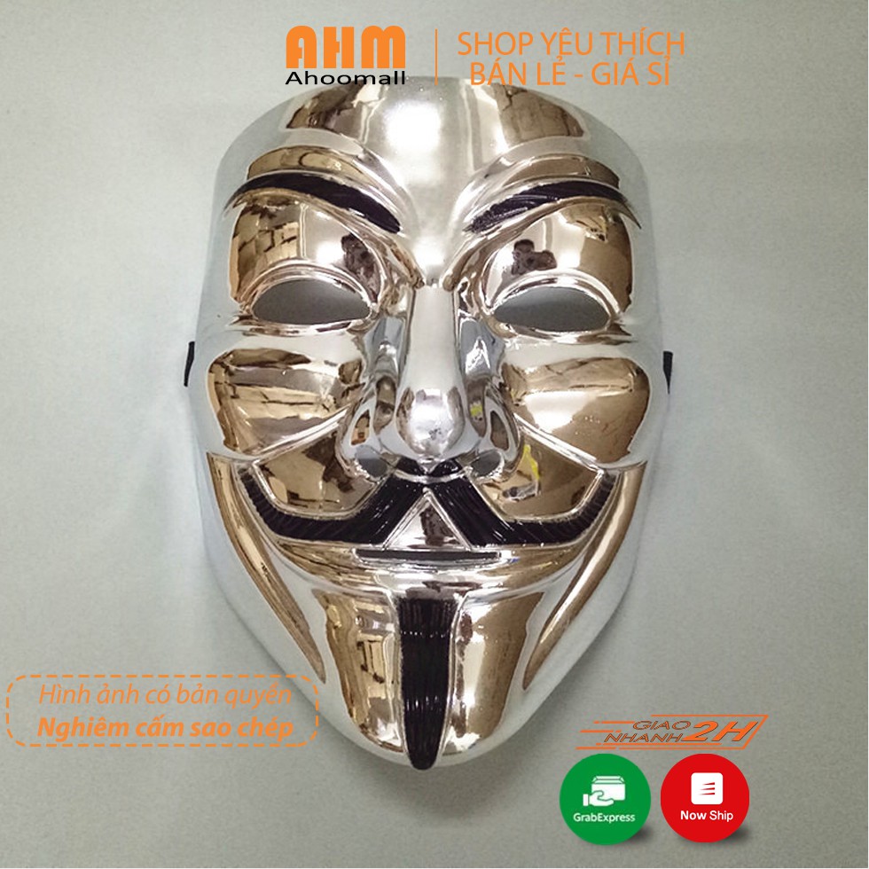 Mặt nạ hóa trang hacker anonymous mạ vàng bạc - Mặt nạ halloween