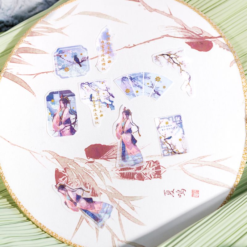 Sticker cổ trang - nhãn dán trang trí - ánh kim - Sênh Ca Lệnh - 1 pet x 40 tờ