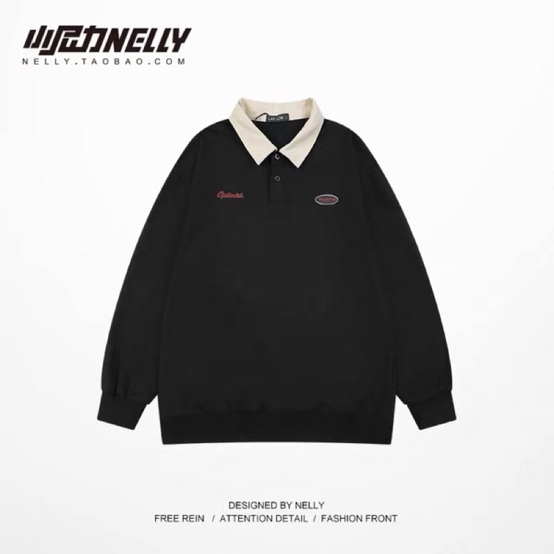 Áo phông nelly polo dài tay (có sẵn) cổ vàng optimist