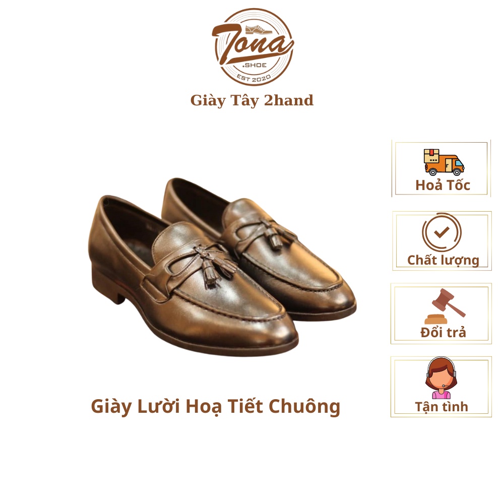 [Giày Mới] Giày Tây Lười Hoạ Tiết Chuông TonaShoe