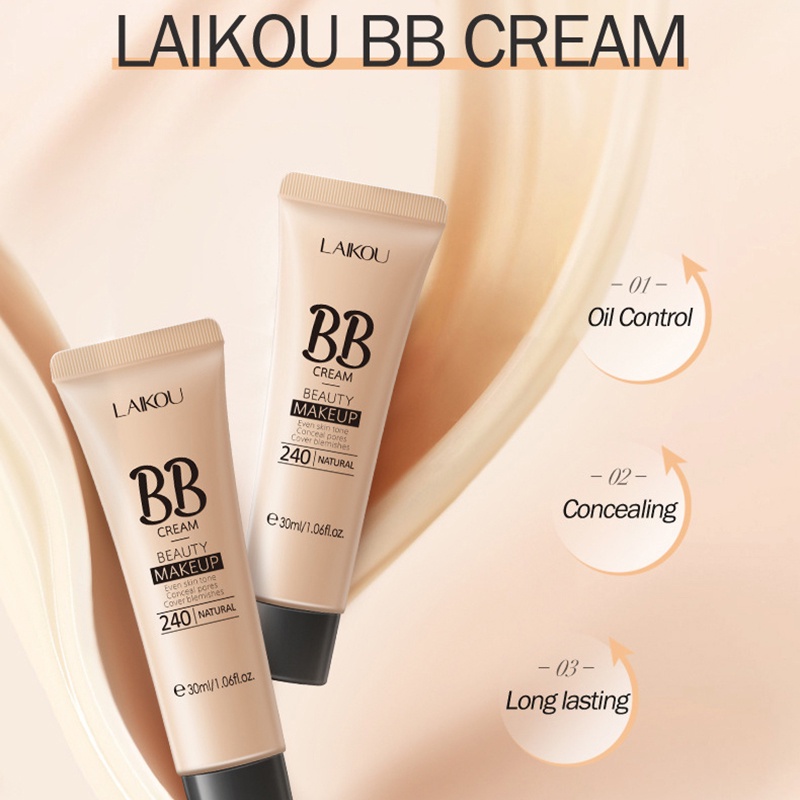 Kem Nền BB Dạng Lỏng Che Khuyết Điểm Làm Đều Màu Da Che Phủ Lỗ Chân Lông Kiềm Dầu Lâu Trôi Không Thấm Nước 3 Màu Sắc Tự Nhiên