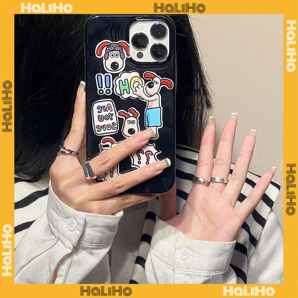 iPhone Case Silicone Soft Case Black Glossy Candy Case Shockproof Protection Camera Cartoon Cute Dog Compatible For iPhone 11 Pro Max 13 Pro Max 12 Pro Max 7Plus xr XS Max