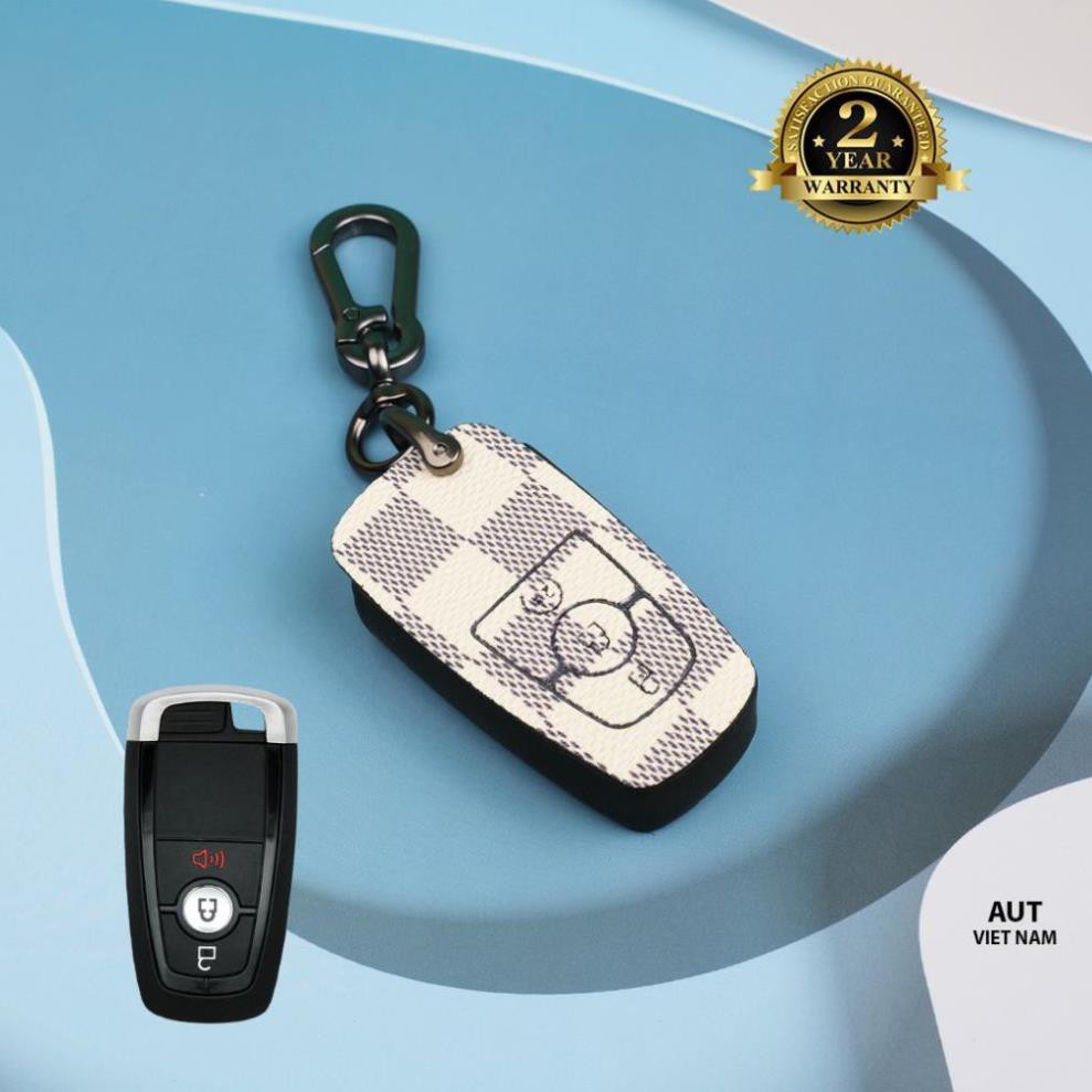 Bao da chìa khóa Smartkey Ford 3 nút (Ford Ecosport, Everest, Ranger, Explorer) nút da Canvas L. V xẻ túi cao cấp