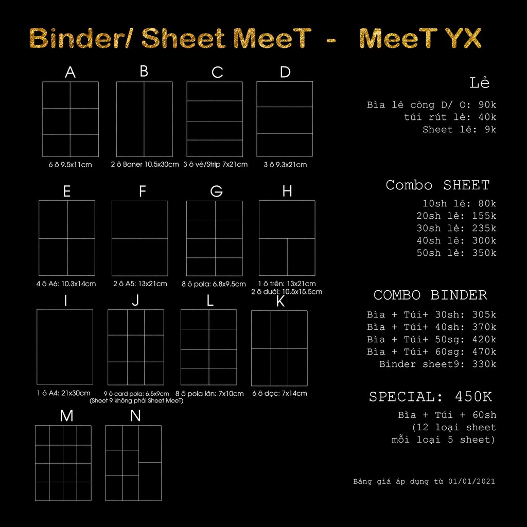 [ĐƯỢC CHỌN] Sheet Meet/ Meet YX A4 chính hãng đựng card, banner, poster, strip cho binder hỗn hợp MEET