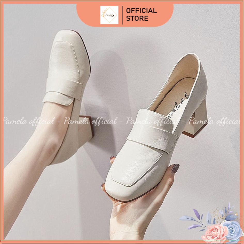 PAMELA  - Giày Loafer Nữ Mũi Vuông Phong Cách Hàn Quốc Quai Trơn 2022  - Gi15