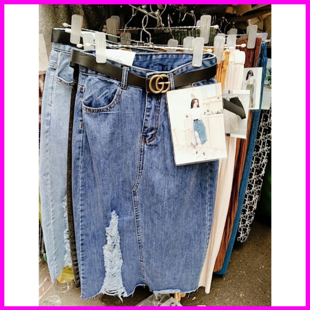 -- CHÂN VÁY BÒ🍀Chân váy jean dài mài rách cạp cao chuẩn phom dáng🍀Free ship