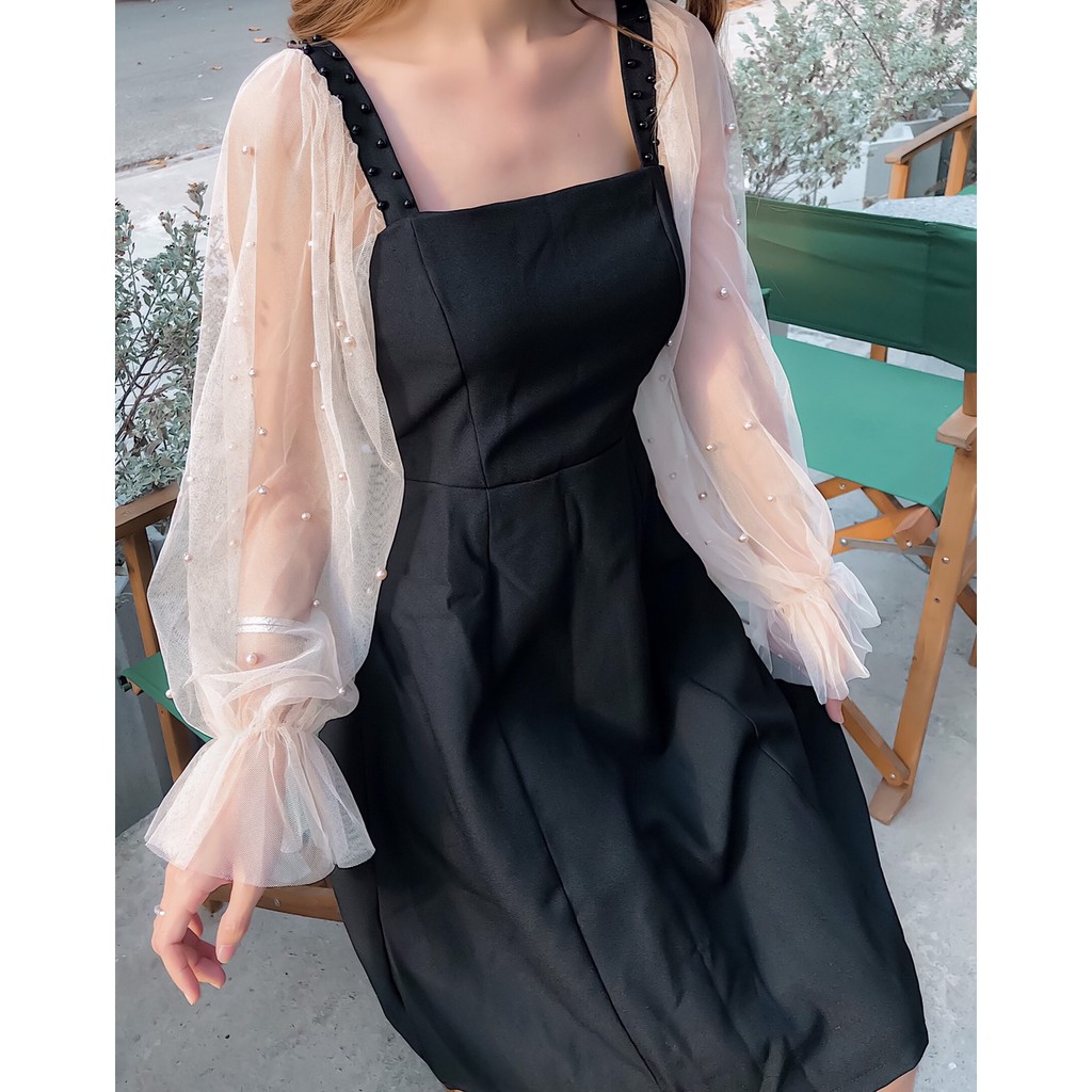 (CLIP THẬT) Đầm dự tiệc tay lưới đính hạt | BigBuy360 - bigbuy360.vn