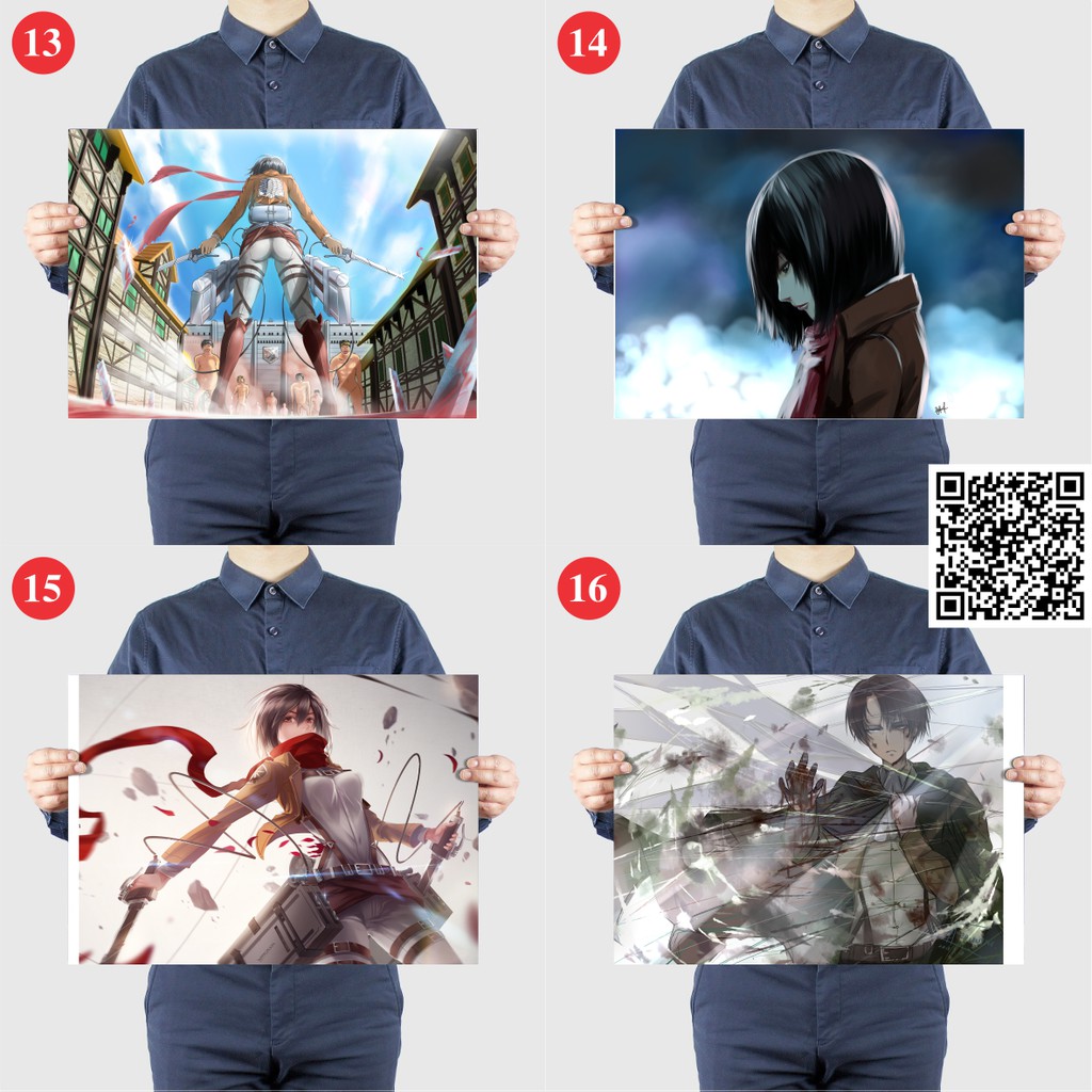 1412 Tấm Poster dán A3 Anime Attack On Titan Đại Chiến Người Khổng Lồ Shingeki no Kyojin Áp Phích Dán Tường chống trầy,