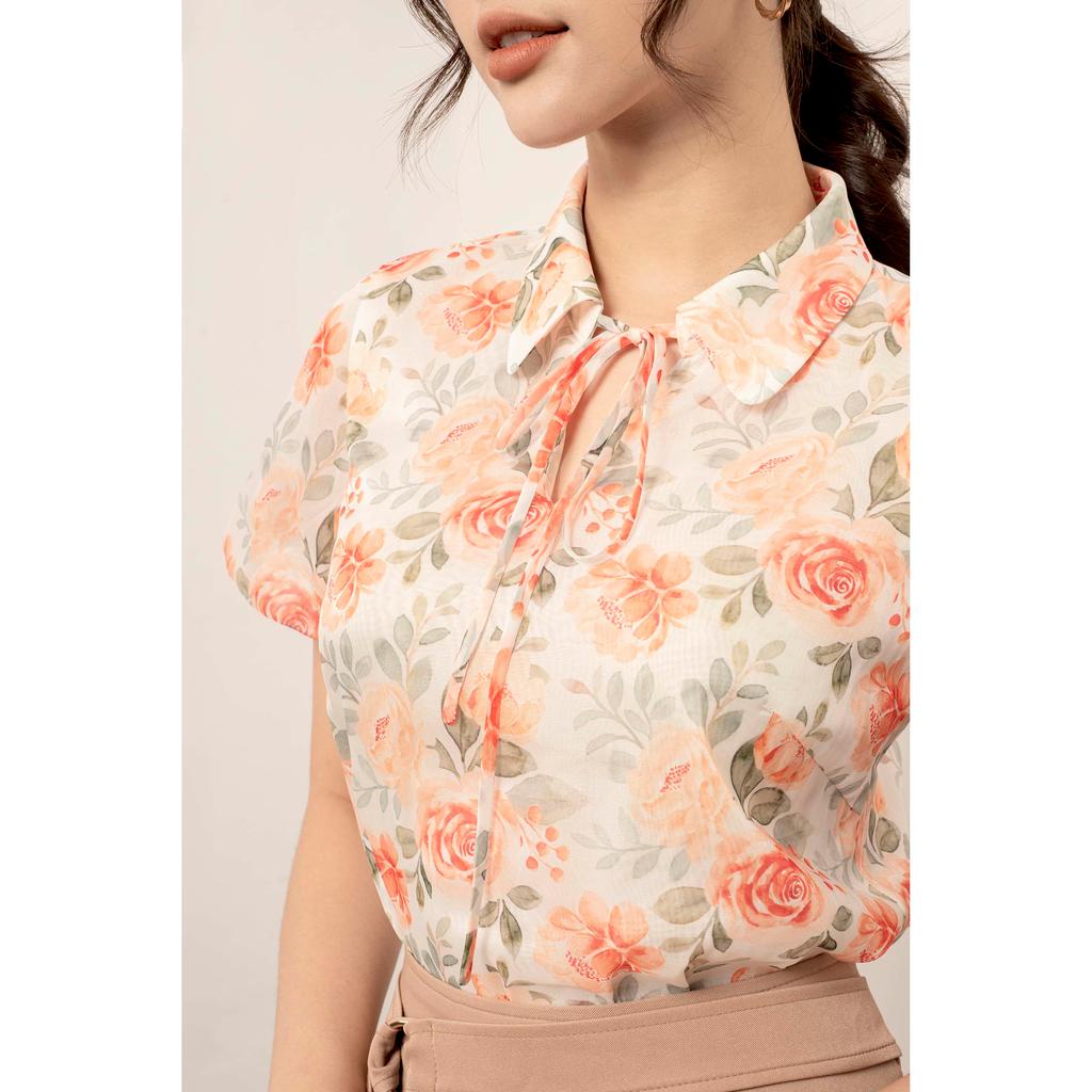 Áo sơ mi cổ sen, tay bồng, buộc dây nơ MMOutfit M-AO061221270
