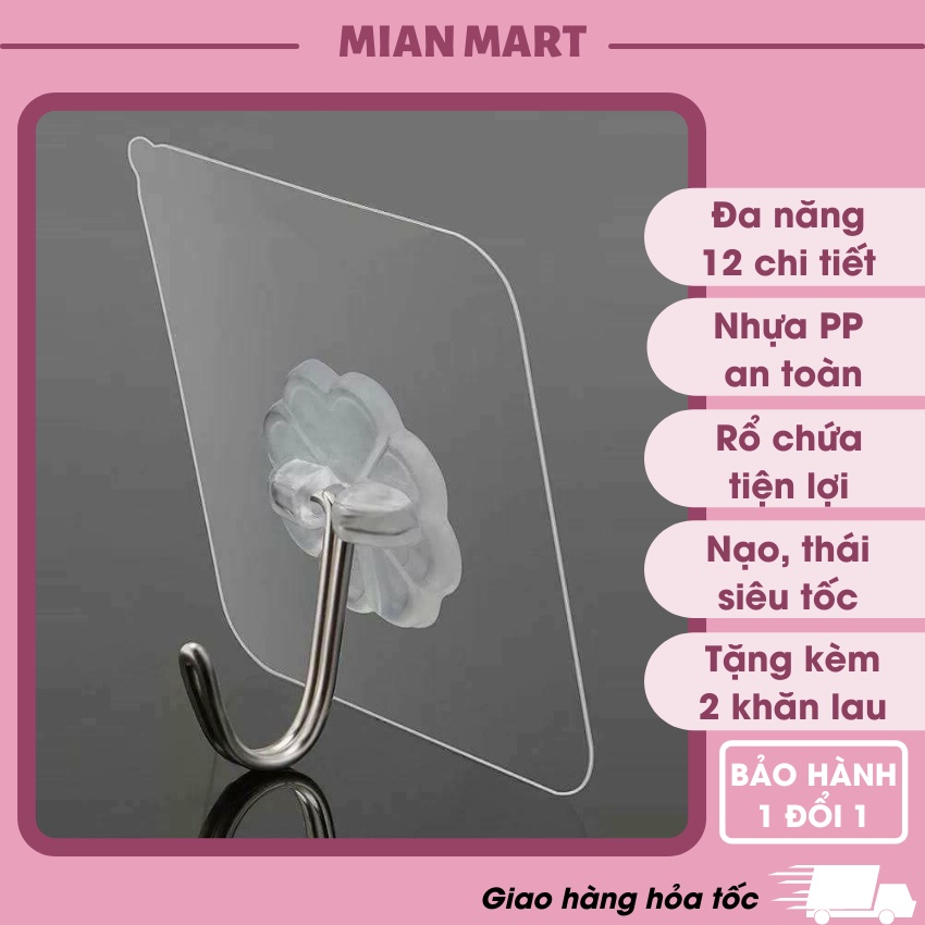 (Mua 10 tặng 1) Móc dán siêu chắc trong suốt - Mian mart