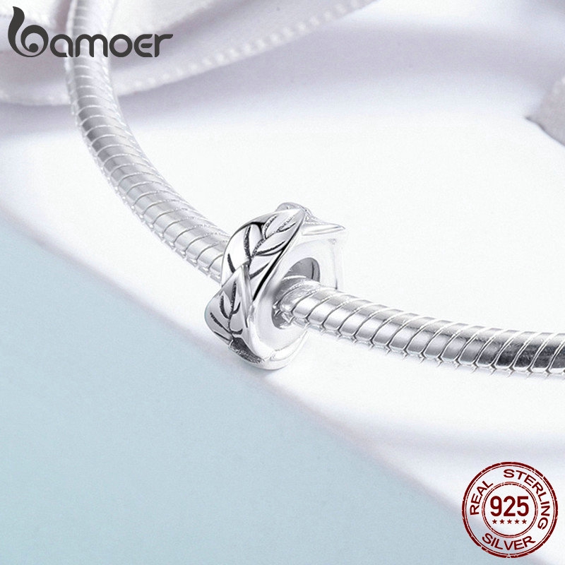Hạt Trang Sức Bamoer Khắc Hình Lá Cây Độc Đáo Dùng Làm Trang Sức Thủ Công