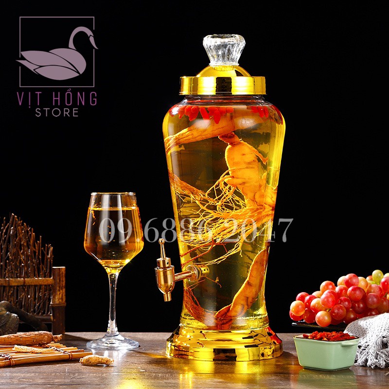 Bình ngâm rượu sâm thủy tinh 3L , 4L , 6L