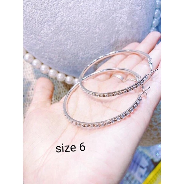 bông tai khoen tròn nhiều size , khuyên tai tròn đính đá sang chảnh phong cách hàn quốc