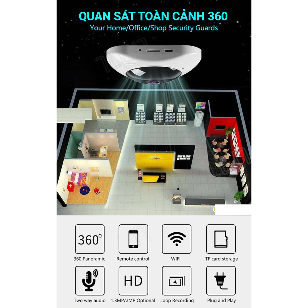 CAMERA IP WIFI YOOSEE MINI ỐP TRẦN 360