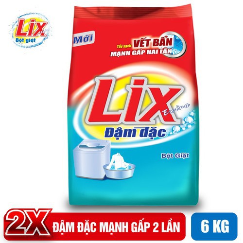  Bột Giặt LIX Extra Đậm Đặc 6Kg ED010 - Tẩy Sạch Vết Bẩn Mạnh Gấp 2 Lần