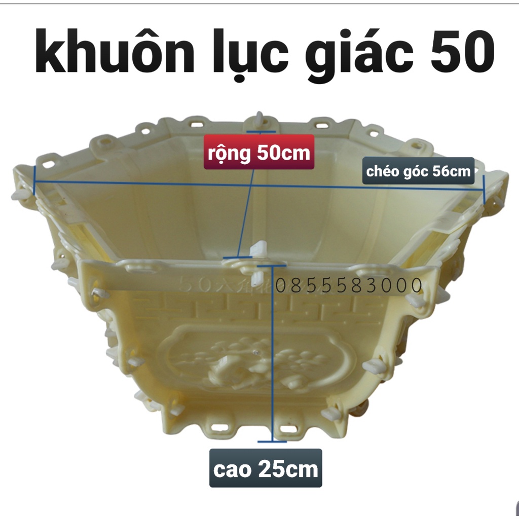 Khuôn đúc chậu lục giác 50 và chân đôn (khuôn chậu ABS có lòng trong đầy đủ)