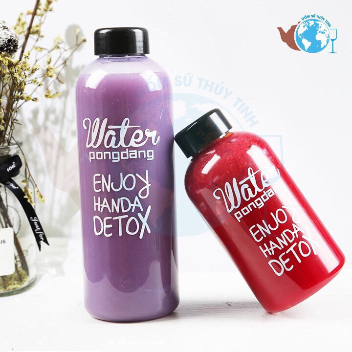 Bình thuỷ tinh DETOX PONGDANG 1000ml CÓ TÚI VẢI