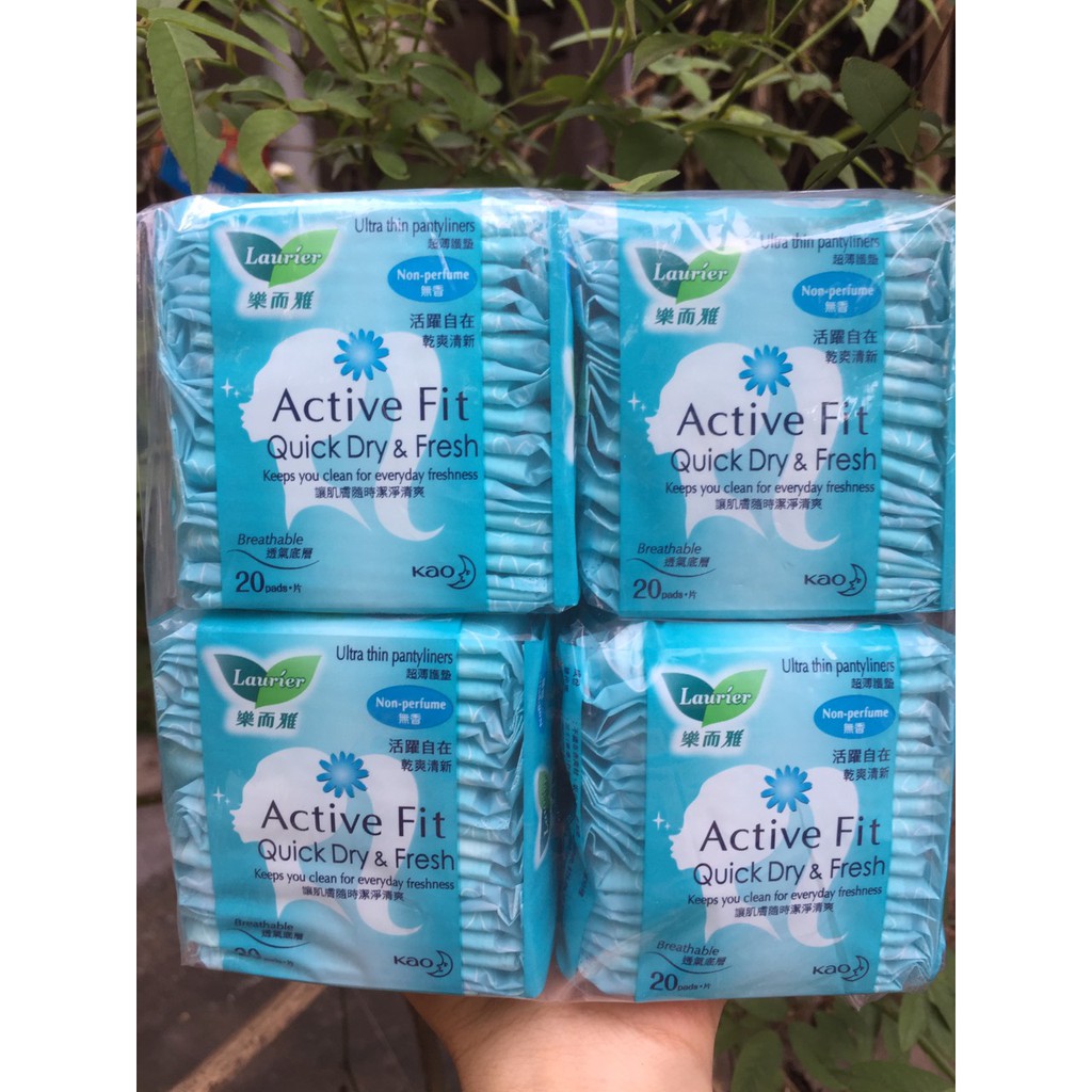 BĂNG VỆ SINH HÀNG NGÀY LAURIER ACTIVE FIT QUICK DRY AND FRESH 20 MIÊNG xanh