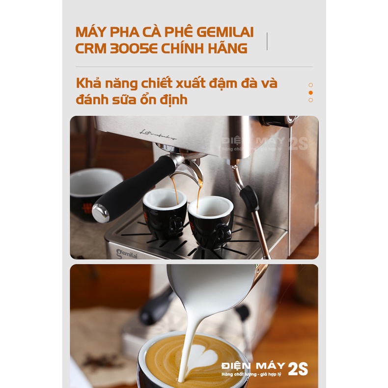 [HCM-Hàng sẵn]Máy Pha Cà Phê Gemilai CRM 3005E sử dụng cho quán cafe nhỏ, gđ, văn phòng ,Bảo hành 12 tháng, Giá tốt 2023