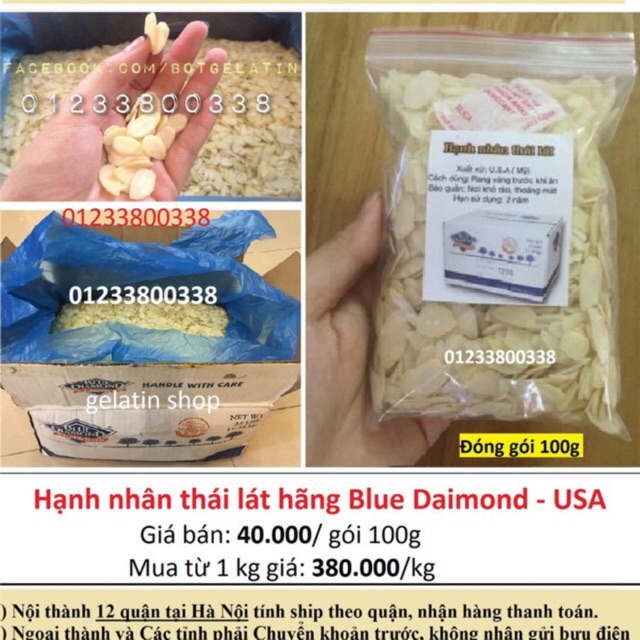 Hạnh nhân thái lát 100g