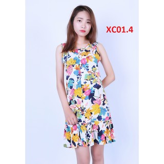 SALE SẬP SÀN (269k chỉ còn 55k) Đầm lanh sát nách đuôi cá Vicci phối họa tiết