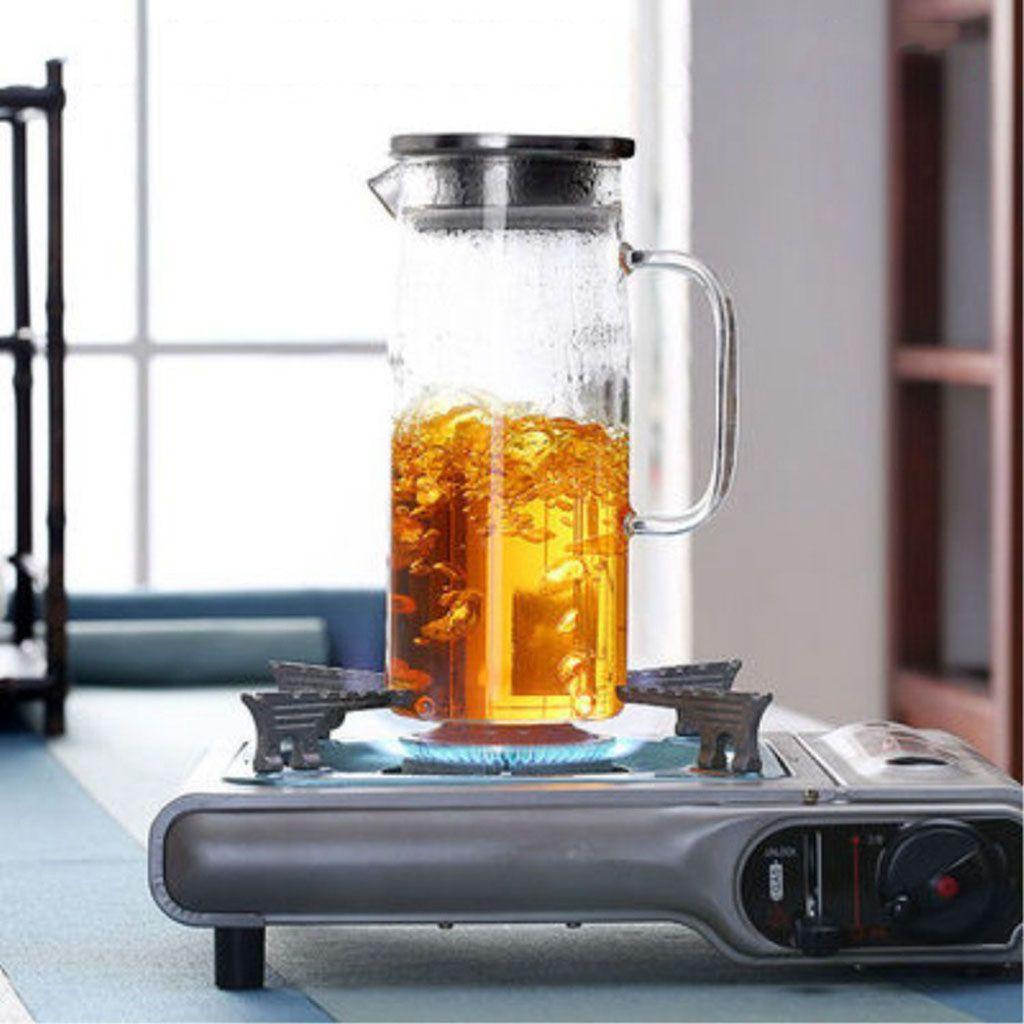 Ấm Đun Nước Bằng Thủy Tinh Trong Suốt Có Tay Cầm Và Nắp Đậy Đa Năng