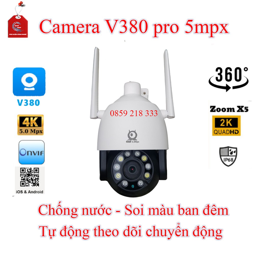 Camera V380 Pro C12HD 5mpx 1440p,ngoài trời chống nước, tự động theo dõi chuyển động