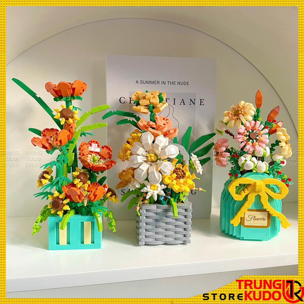Mô Hình Hoa - Đồ chơi lắp ráp hoa ở trong chai làm quà tặng trang trí decor