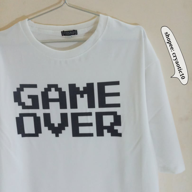 [COMBO TIẾT KIỆM] Set 1 áo tay lửng Game Over + 1 quần caro đen unisex